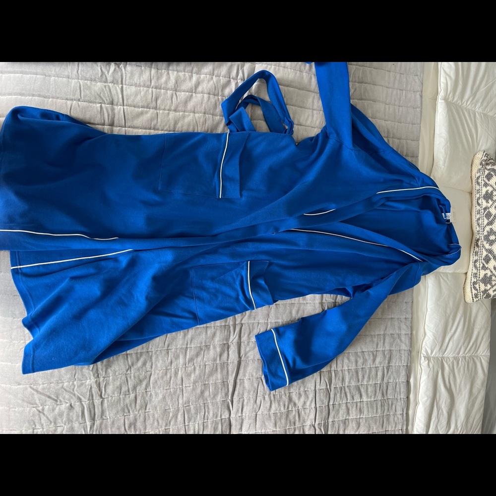 Soft royal blue mens bathrobe